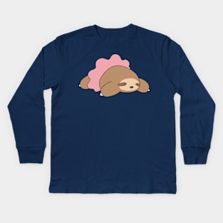 Pink Tutu Sloth Kids Long Sleeve T-Shirt